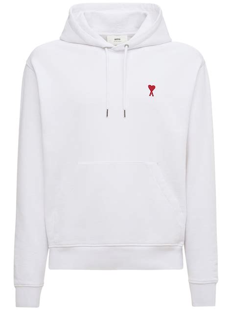 Logo cotton jersey hoodie in white 